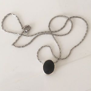 Reversible Sterling Pendant & Chain Onyx/Shell